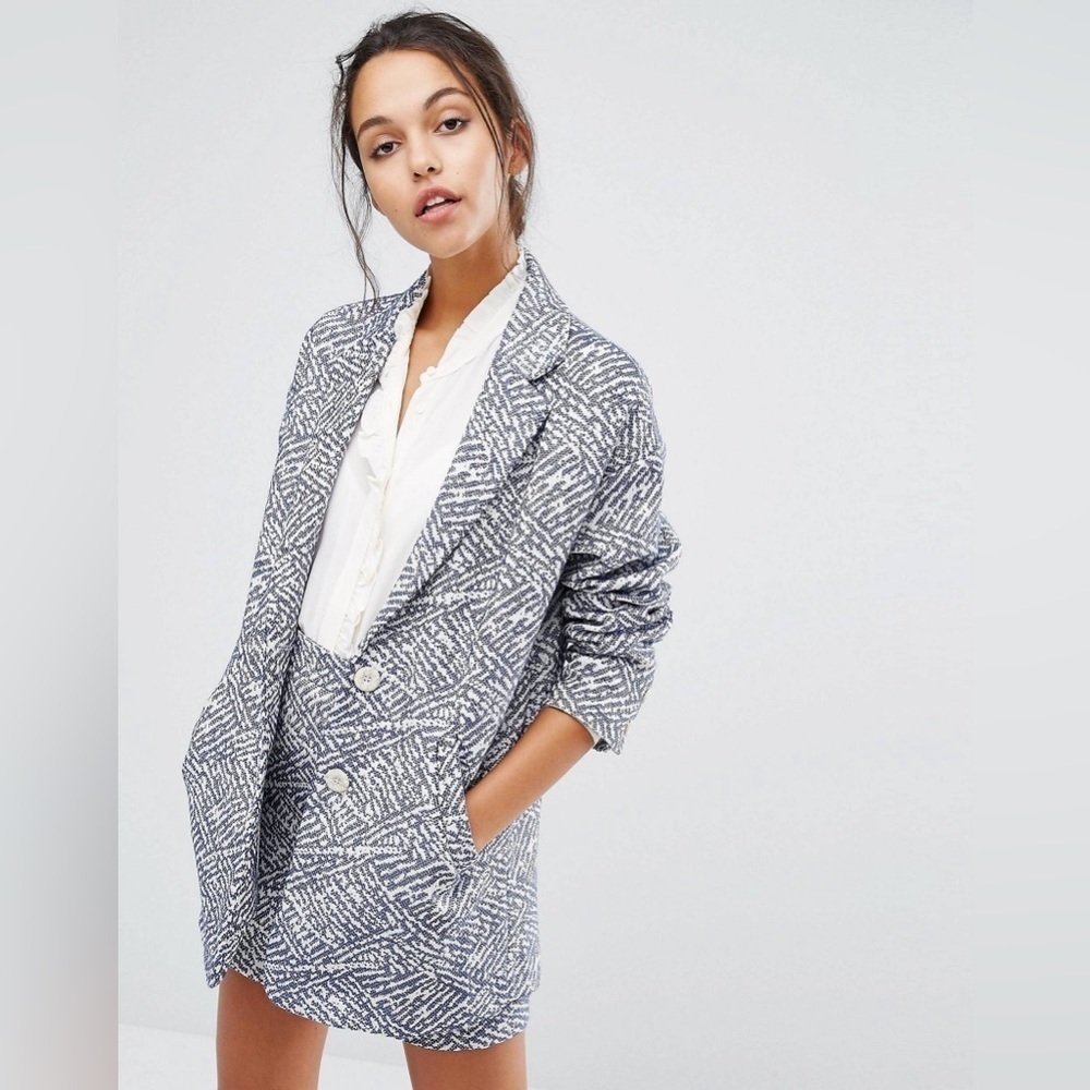 Suncoo Printed Blazer Jacket Size XS Academia